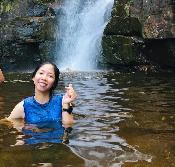 Vitheavy at waterfall in Cambodia